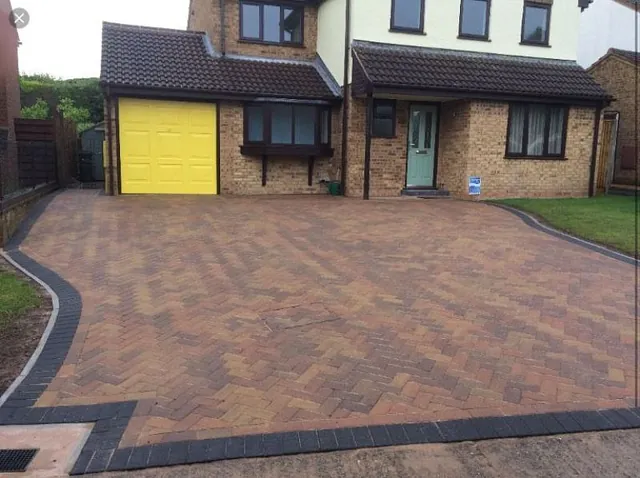 A brick driveway